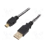 Cablu USB A mufa, USB B mini mufa, USB 2.0, lungime 1m, {{Culoare izolaţie}}, EDNET - 84183