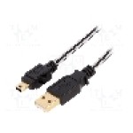 Cablu USB A mufa, USB B mini mufa, USB 2.0, lungime 3m, {{Culoare izolaţie}}, EDNET - 84185