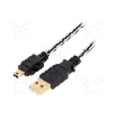 Cablu USB A mufa, USB B mini mufa, USB 2.0, lungime 3m, {{Culoare izolaţie}}, EDNET - 84185