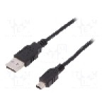 Cablu USB A mufa, USB B mini mufa, USB 2.0, lungime 3m, negru, ASSMANN - AK-300130-030-S