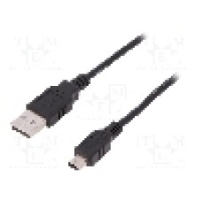 Cablu USB A mufa, USB B mini mufa, USB 2.0, lungime 3m, negru, ASSMANN - AK-300130-030-S