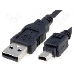 Cablu USB A mufa, USB B mini mufa, USB 2.0, lungime 3m, negru, Goobay - 50768
