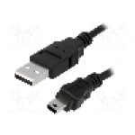 Cablu USB A mufa, USB B mini mufa, USB 2.0, lungime 3m, negru, LOGILINK - CU0015