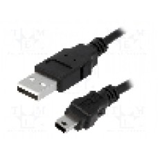 Cablu USB A mufa, USB B mini mufa, USB 2.0, lungime 3m, negru, LOGILINK - CU0015