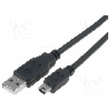 Cablu USB A mufa, USB B mini mufa, USB 2.0, lungime 3m, negru, VCOM - CU215-030-PB