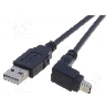 Cablu USB A mufa, USB B mini mufa in unghi, USB 2.0, lungime 1.8m, negru, Goobay - 93971
