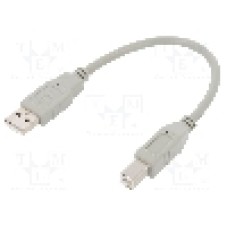 Cablu USB A mufa, USB B mufa, USB 2.0, lungime 0.19m, gri, QOLTEC - 50393