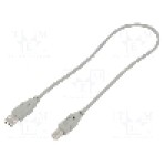 Cablu USB A mufa, USB B mufa, USB 2.0, lungime 0.5m, gri, QOLTEC - 50394