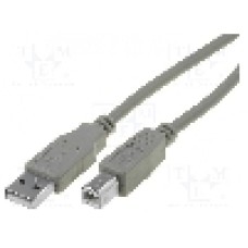 Cablu USB A mufa, USB B mufa, USB 2.0, lungime 1.5m, gri, VCOM - CU201-015-PB