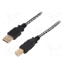 Cablu USB A mufa, USB B mufa, USB 2.0, lungime 1.8m, {{Culoare izolaţie}}, EDNET - 84180