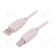 Cablu USB A mufa, USB B mufa, USB 2.0, lungime 1.8m, alb, QOLTEC - 27625