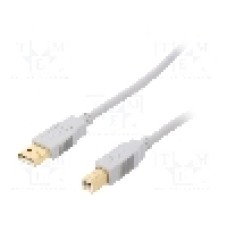 Cablu USB A mufa, USB B mufa, USB 2.0, lungime 1.8m, gri, BQ CABLE - CAB-USBAB1.8G