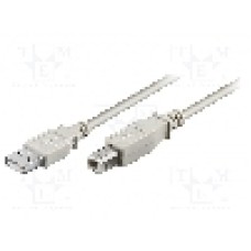 Cablu USB A mufa, USB B mufa, USB 2.0, lungime 1.8m, gri, Goobay - 50953