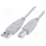 Cablu USB A mufa, USB B mufa, USB 2.0, lungime 1.8m, gri, VCOM - CU201-018-PB
