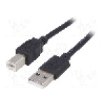 Cablu USB A mufa, USB B mufa, USB 2.0, lungime 1.8m, negru, AKYGA - AK-USB-04