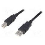 Cablu USB A mufa, USB B mufa, USB 2.0, lungime 1.8m, negru, BQ CABLE - CAB-USB2AB/1.8-BK