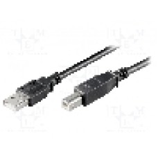Cablu USB A mufa, USB B mufa, USB 2.0, lungime 1.8m, negru, Goobay - 68900