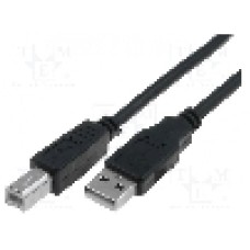 Cablu USB A mufa, USB B mufa, USB 2.0, lungime 1.8m, negru, VCOM - CU201-B-018-PB