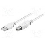 Cablu USB A mufa, USB B mufa, USB 2.0, lungime 1m, alb, Goobay - 96186