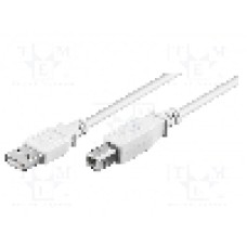 Cablu USB A mufa, USB B mufa, USB 2.0, lungime 1m, alb, Goobay - 96186
