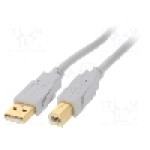 Cablu USB A mufa, USB B mufa, USB 2.0, lungime 1m, gri, BQ CABLE - CAB-USBAB/1G