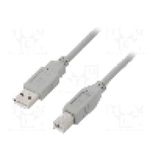Cablu USB A mufa, USB B mufa, USB 2.0, lungime 1m, gri, QOLTEC - 50395