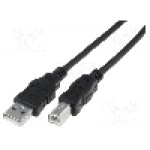 Cablu USB A mufa, USB B mufa, USB 2.0, lungime 1m, negru, ASSMANN - AK-300105-010-S
