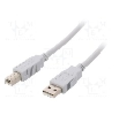 Cablu USB A mufa, USB B mufa, USB 2.0, lungime 2m, gri deschis, BQ CABLE - BQC-USB2AB/2