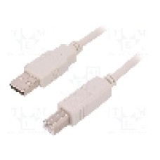 Cablu USB A mufa, USB B mufa, USB 2.0, lungime 3m, alb, QOLTEC - 52321