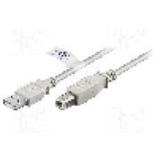 Cablu USB A mufa, USB B mufa, USB 2.0, lungime 3m, gri, Goobay - 50832