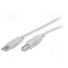 Cablu USB A mufa, USB B mufa, USB 2.0, lungime 3m, gri deschis, BQ CABLE - BQC-USB2AB/3