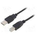 Cablu USB A mufa, USB B mufa, USB 2.0, lungime 3m, negru, AKYGA - AK-USB-12