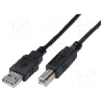 Cablu USB A mufa, USB B mufa, USB 2.0, lungime 3m, negru, ASSMANN - AK-300102-030-S