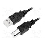 Cablu USB A mufa, USB B mufa, USB 2.0, lungime 3m, negru, LOGILINK - CU0008B