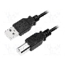 Cablu USB A mufa, USB B mufa, USB 2.0, lungime 3m, negru, LOGILINK - CU0008B