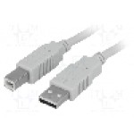 Cablu USB A mufa, USB B mufa, USB 2.0, lungime 5m, gri deschis, BQ CABLE - BQC-USB2AB/5