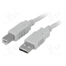 Cablu USB A mufa, USB B mufa, USB 2.0, lungime 5m, gri deschis, BQ CABLE - BQC-USB2AB/5