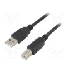 Cablu USB A mufa, USB B mufa, USB 2.0, lungime 5m, negru, AKYGA - AK-USB-18