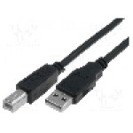 Cablu USB A mufa, USB B mufa, USB 2.0, lungime 5m, negru, VCOM - CU201-B-050-PB