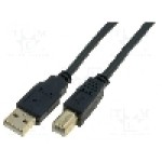 Cablu USB A mufa, USB B mufa, USB 2.0, lungime 5m, negru, VCOM - CU201G-B-050-PB