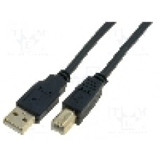 Cablu USB A mufa, USB B mufa, USB 2.0, lungime 5m, negru, VCOM - CU201G-B-050-PB