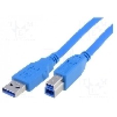 Cablu USB A mufa, USB B mufa, USB 3.0, lungime 1.5m, albastru, AMPHENOL - TCR-01515