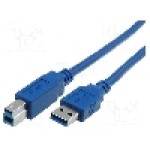 Cablu USB A mufa, USB B mufa, USB 3.0, lungime 1.8m, albastru, VCOM - CU301-018-PB