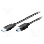 Cablu USB A mufa, USB B mufa, USB 3.0, lungime 1.8m, negru, Goobay - 93655
