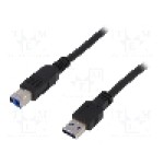 Cablu USB A mufa, USB B mufa, USB 3.0, lungime 1m, negru, LOGILINK - CU0023