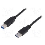 Cablu USB A mufa, USB B mufa, USB 3.0, lungime 2m, negru, LOGILINK - CU0024