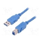 Cablu USB A mufa, USB B mufa, USB 3.0, lungime 3m, albastru, QOLTEC - 52310