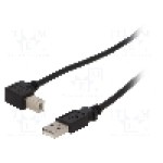 Cablu USB A mufa, USB B mufa in unghi, USB 2.0, lungime 0.5m, negru, Goobay - 93016