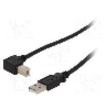 Cablu USB A mufa, USB B mufa in unghi, USB 2.0, lungime 0.5m, negru, Goobay - 93016