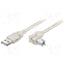 Cablu USB A mufa, USB B mufa in unghi, USB 2.0, lungime 0.5m, transparent, Goobay - 93575